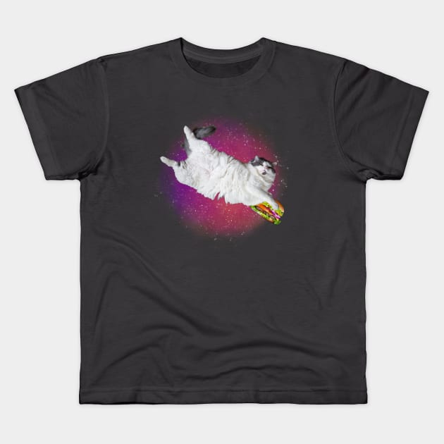 funny burger cat galaxy Kids T-Shirt by UnikRay